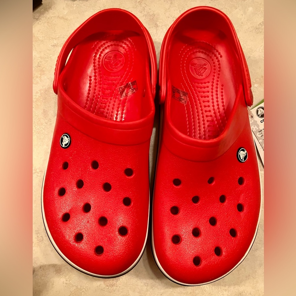 Red crocs and Crocs. This color is sold out in most sizes